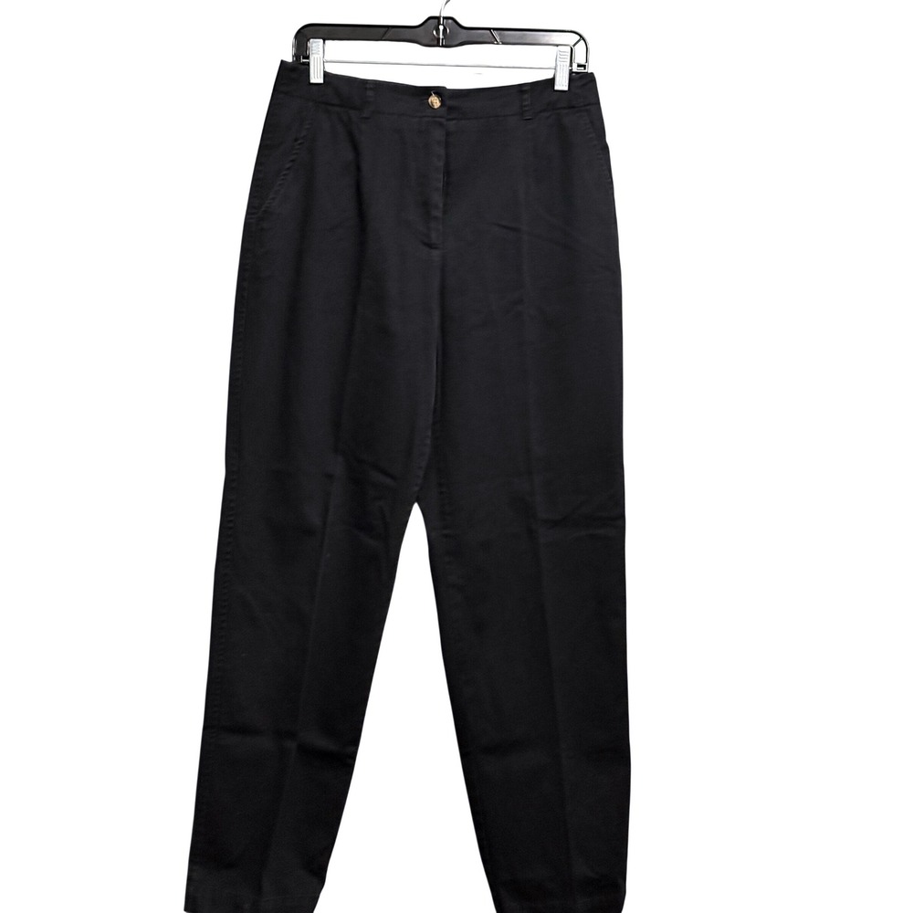 Talbots Womens Black High Rise Straight Leg Cotton Chino Trousers Size 8
